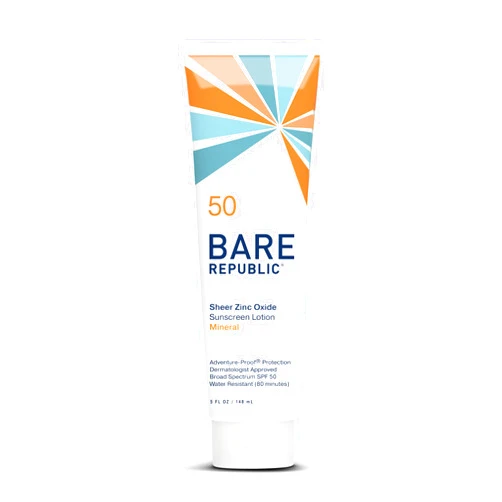 Bare Republic Sport Mineral Sunscreen SPF 50 Sunblock Body Lotion, Free of Chemical Actives, Vanilla Coco Scent, 5 Fl Oz