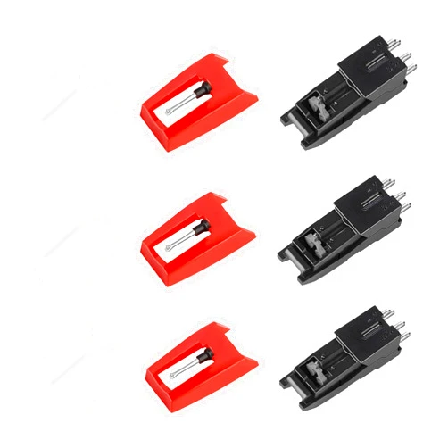 Bhbuy-Action 3pcs Record Player Cartridge and Needle,Universal Turntable Diamond Cartridges and Stylus Replacement for LP Crosley Ion Jensen Victrola 1byone Phonograph