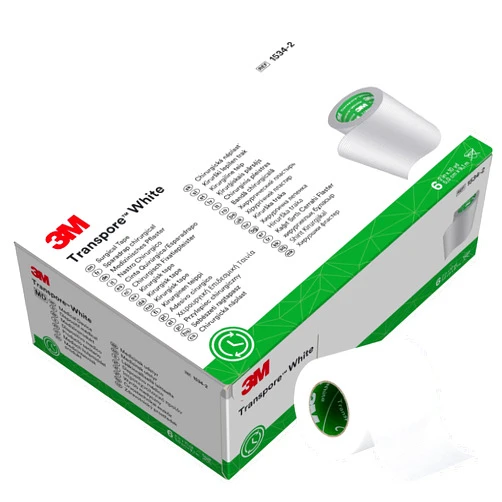 Transpore 3M™ Transpore™ White Surgical Tape 1534-2, 2 inch x 10 yard (5cm x 9,1m), 6 Rolls/Carton 10 Cartons/Case
