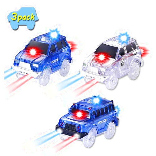 VINSOO Tracks Car Replacement Only (3-Pack), Flex and Glow in The Dark, Kids Electric Track Car Toy with 5 LED