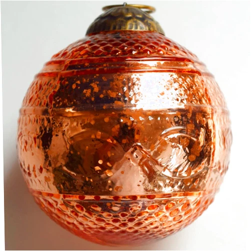 WILLBRITE Set of 4 Rose Gold Copper Mercury Glass Ornaments (3.15
