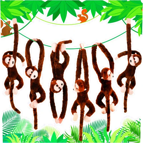 Hungdao 6 Packs Hanging Monkey Stuffed Animal Monkey Toy with Hook and Loop Fasteners Hands Stuffed Monkey Plush Toys for Kids (24 Inch)