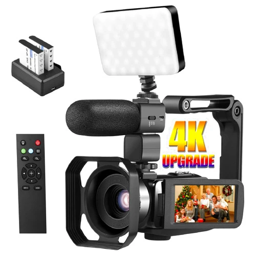OIEXI 4K Video Camera with IR Night Vision,48MP UHD Camcorder 270 Degree Rotation Touch Screen Camera Recorder 3.0 Inch IPS Screen 18X Zoom Vlogging Camera for YouTube with Microphone 2 Batteries