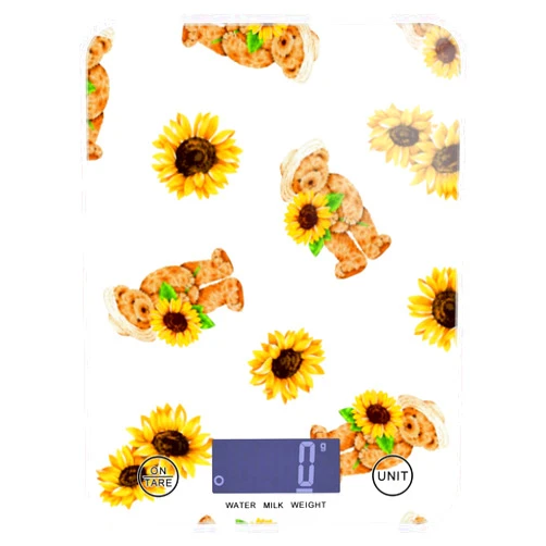 DOMIKING Bears Sunflowers Food Scale Waterproof Digital Kitchen Scales Weight Ounces and Grams with Weight Loss for Coffee Package Cooking Baking