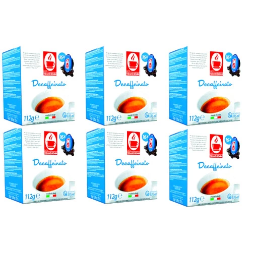 Caffè Tiziano Bonini Bonini Decaf Coffee Pods Compatible with Lavazza A Modo Mio Coffee Machines. Pack of 6 (Total 96 Pods)
