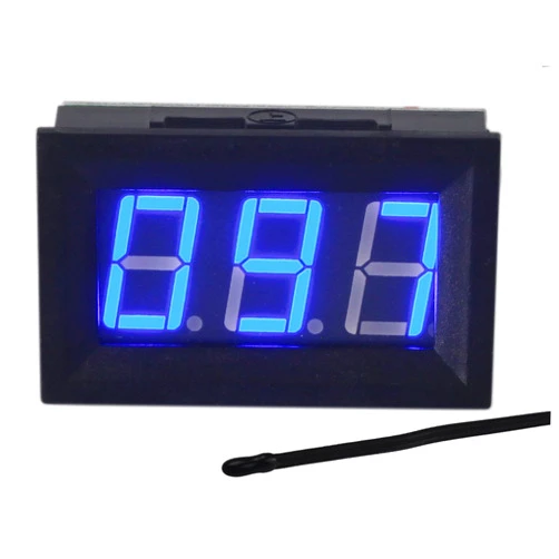 UCTRONICS 0-167°F Fahrenheit Digital Temperature Meter Blue LED Display MF55 Type NTC Thermistor Temp Sensor 2-wires Reverse Polarity Protection with Black Case
