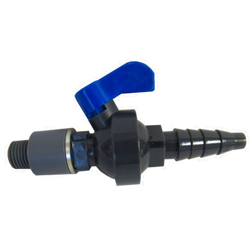 PRM SCH 80 PVC Sample Port Ball Valve – 1/4 Inch MNPT x Barb, Buna-N Seal, Includes NPT Adapter for Easy Installation, Manual On/Off Control for Water & Chemical Processing Applications