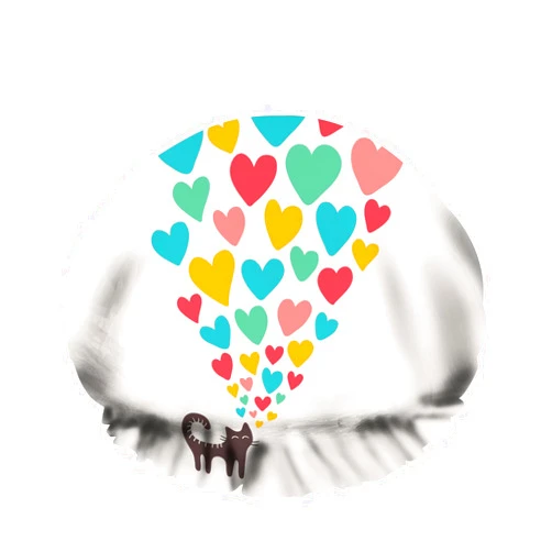 Ceutoiy Smile Cartoon Cat Shower Cap for Women Elastic Reusable Colorful Heart In Love Double Waterproof Layers Bathing Hat