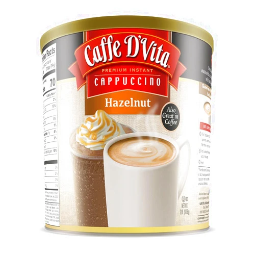 Caffe D'Vita Caffe D’Vita Hazelnut Cappuccino Mix - Hazelnut Instant Coffee, Gluten Free, No Cholesterol, No Hydrogenated Oils, No Trans Fat, 99% Caffeine Free, Hazelnut Coffee - 2 Lb Can
