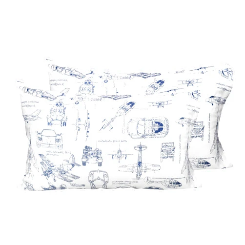 J-pinno Cute Cartoon Cars Tank Helicopter Aircraft Vehicles Pillowcase 100% Natural Cotton 20