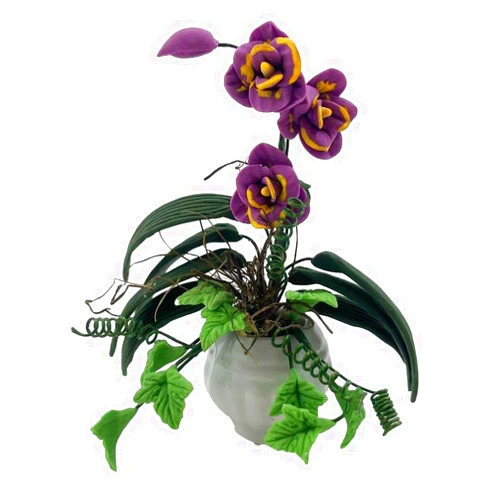 Melody Jane Dolls Houses Dollhouse Purple & Orange Flower Display in Vase Miniature Garden Accessory