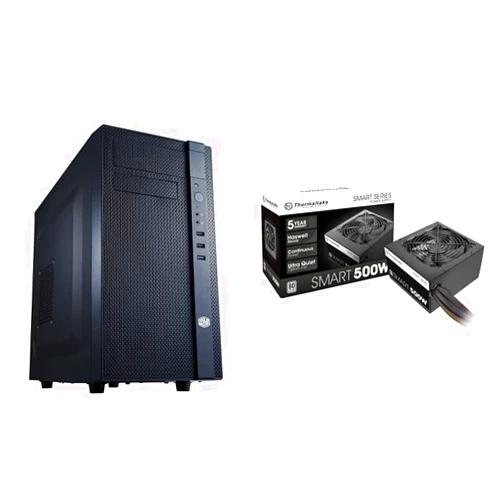 Cooler Master N200 Mini Tower Computer Case with Thermaltake 500W 80+ Certified PSU