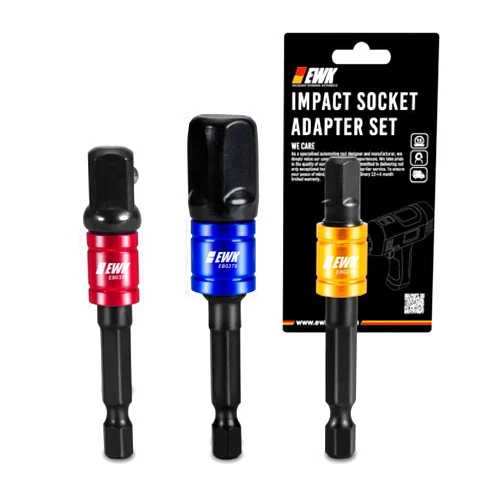 EWK 3 Pcs CR-MO Impact Grade Socket Adapter Extension Drill Bit Set - 1/4