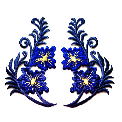 NiPitShop Beautiful Flowers Patch Nipitshop Patches Blue Flowers Beautiful Patch Blue Gold Wildflowers Pair Flowers Embroidered Appliques Iron-on Patches for Clothes Backpacks T-Shirt Jeans Skirt Vests Scarf Hat Bag