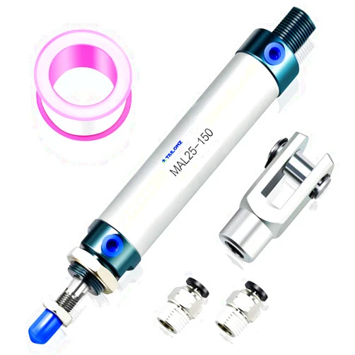 TAILONZ PNEUMATIC 25mm Bore 150mm Stroke Air Cylinder Double Action with Y Connector and 2Pcs 6mm Fitting MAL25x150