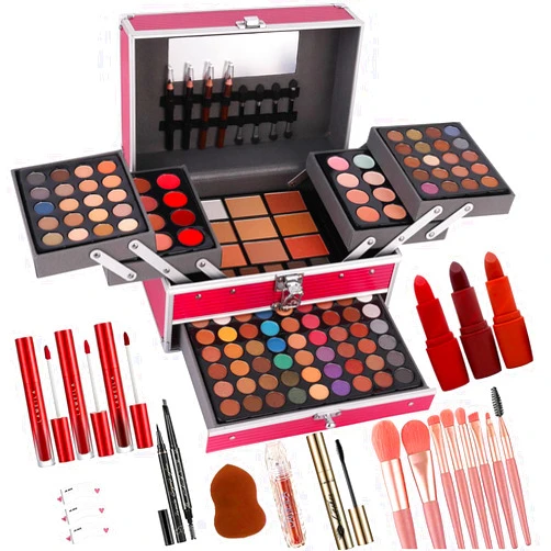 UNIFULL 132 Color All- In- One Makeup For Women Full Kit,Professional Makeup Kit,Makeup Gift Set for Women &Girls,Include eyeshadow/lipstick/concealer/Lip Gloss/Eyeliner/Mascara/Makeup Brushes(Pink)