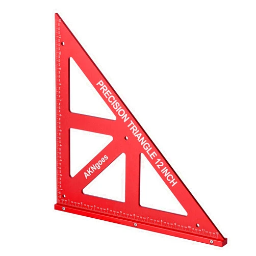 AKNgoes Precision Triangle Square 12inch, Metric & Imperial Scale Framing Square for Precise 90 and 45-Degree Measurement, Aluminum Alloy Architect Ruler for Carpenter