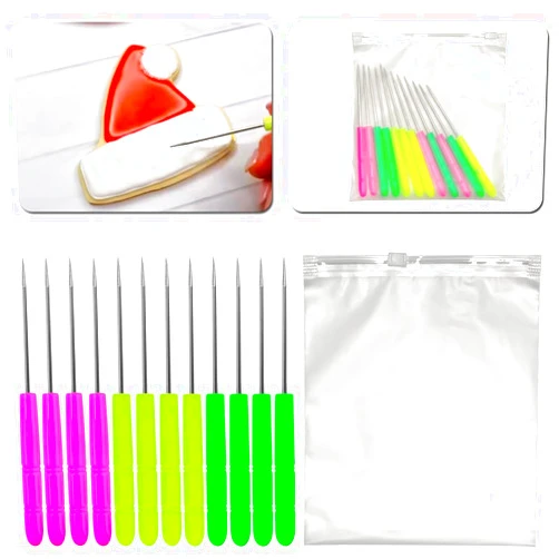 Kanehosi Cookie Scribe 12PCS with Storage Bag, Sugar Stir Needle Cookie Decorating Tools and Supplies for DIY Royal Icing Biscuit Coffee Sugarcraft