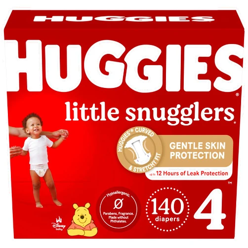 Huggies Size 4 Diapers, Little Snugglers Baby Diapers, Size 4 (22-37 lbs), 70 Count (Pack of 2)