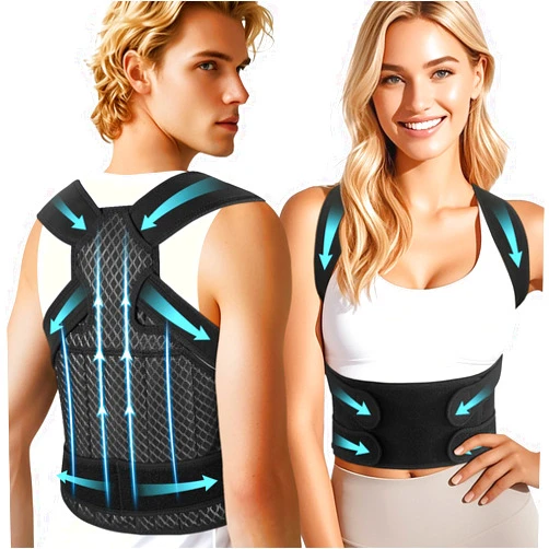 Gleedeal Full Back Support Brace Posture Corrector for Women and Men,Adjustable Breathable Low and Upper Back Brace Straightener and Posture Correctors Belt for Women&Men to Instant Pwr Prw Posture Corrector Scoliosis, Relief for Back Lumbar Neck and Shoulder Pain.(Medium)