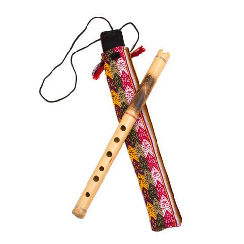 NOVICA Bamboo Andean Quena Flute with Owl and Textile Carrying Case, Night Owl'