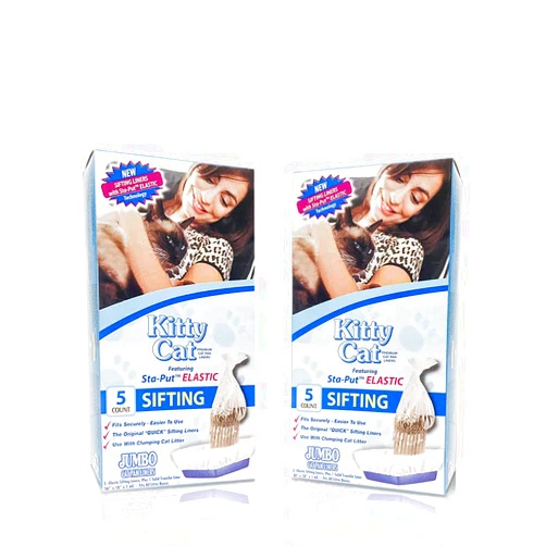 Alfapet Kitty Cat Pan Disposable, Elastic Sifting Liners- 5-Pack + 1 Solid Transfer Liner -for Large, X-Large, Giant, Extra-Giant Size Litter Boxes- with Easy Fit Sta-Put Technology - Pack of 2