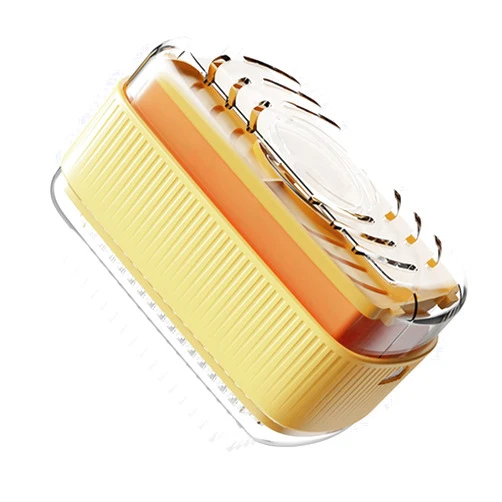 Qoyntuer Foaming Soap Box with Roller Bubble Case for Laundry,Soap Cleaning Storage Dispenser,Portable Bar Dispenser Brush,Keeps The Dry Yellow
