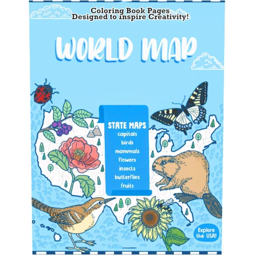 Zoe Sparkle World Map Coloring Book: World Regional Maps, Countries Of The World Maps, World Geography, Outline for Adults, Grownups To Relax