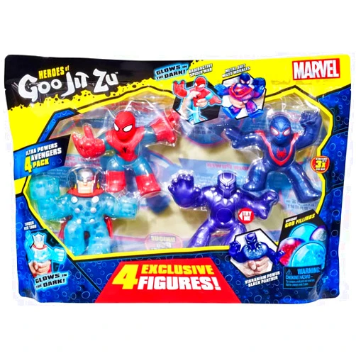 Heroes of Goo Jit Zu Marvel Hero 4-Pack - Spider-Man, Black Panther, Thor, & Miles Morales
