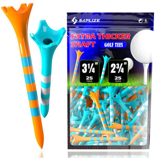 SAPLIZE Reinforced Thick Plastic Golf Tees, Enhanced Stability, 50/100 Pack (2-3/4