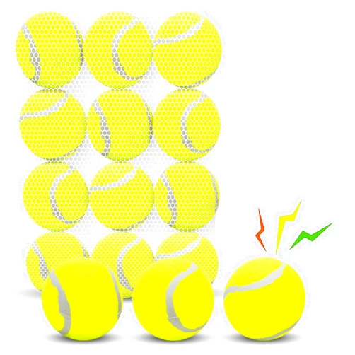 Nobleza Dog Tennis Balls 12 Pack, 2.5“ Floatable Squeaky Tennis Balls for Small Medium Dogs, Training Safe Natural Rubber Squeaky Dog Balls for Dogs to Fetch Exercise, Yellow