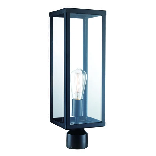 Trans Globe Imports 40754 BK Transitional One Light Postmount Lantern from Oxford Collection in Black Finish, 6.00 inches