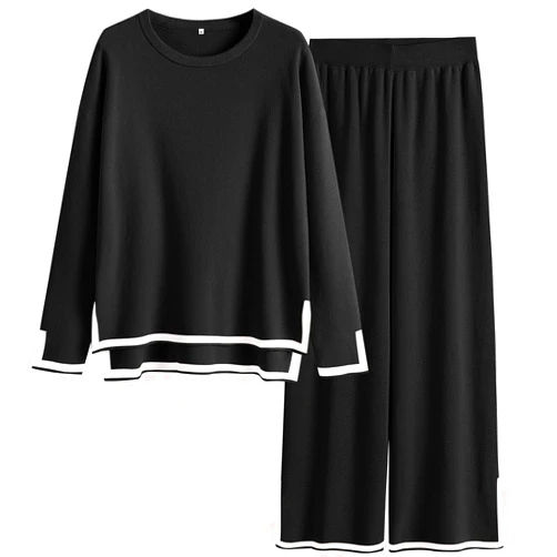 ANRABESS Women's Two Piece Outfits Knit Pullover Sweater Tops & Wide leg Pants Lounge Matching Sweatsuit Tracksuits Sets