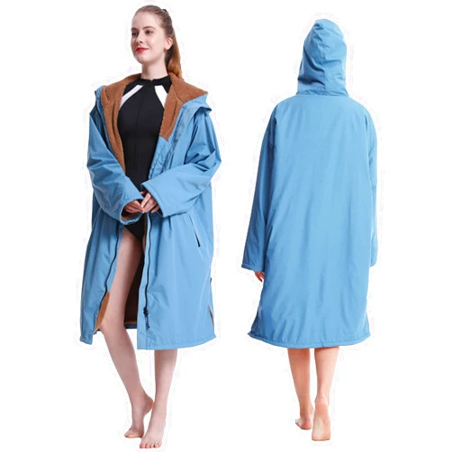 Oksun Waterproof Swim Parka, Windproof Surf Poncho Warm Coat, Recycled Fabric Water Resistent Oversized Sherpa Lining Jacket