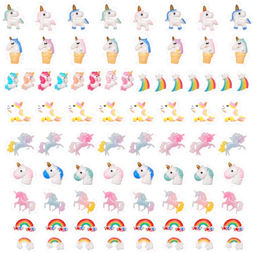 SUNNYCLUE 10 Styles Unicorn Rainbow Theme Resin Flatback Cabochons Beads Charms for DIY Phone Decor Scrapbooks Embellishments Hair Costume Accessories Christmas Ornaments for Adult DIY Supplies