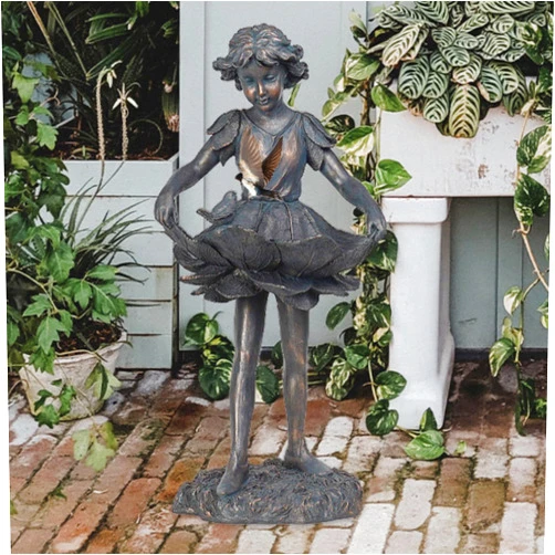 LC LCdecohome Outdoor Garden Statues - Bird Bath & Feeder Combo - Standing Angel Fairy Statues, 14.25*12.25*28.75 Inch