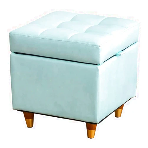 LiPengTaoHome Ottomans PU Leather Stool Vanity Stool Storage Ottoman Foot Stools Storage Cubes Ottoman with Storage for Living Room (Color : Light Blue, Size : 40 * 40 * 40cm)