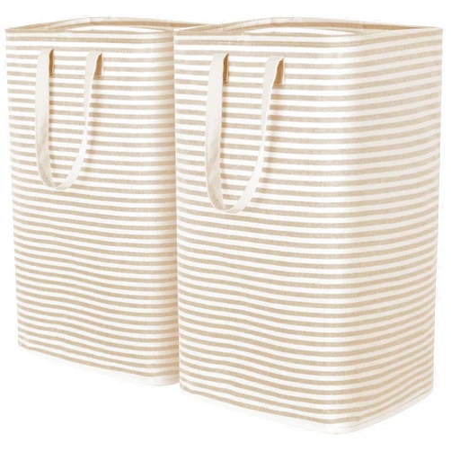 Lifewit 2 Pack Laundry Hamper Large Collapsible Laundry Baskets, Freestanding Waterproof Clothes Hamper with Easy Carry Handles in Laundry Room Bedroom Bathroom College Dorm for Adults, Beige, 2 x 80L