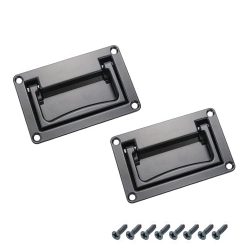Tsnamay 2Pcs Black Recessed Pull Handle,Zinc Alloy Flush Lift Recessed Door Handle,Heavy Duty Handle for Toolbox Chest Case 4.33