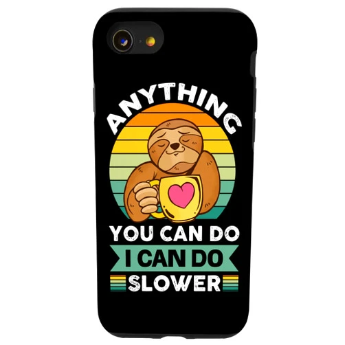 Cool sloth very slow kawaii sloth slow motion lost iPhone SE (2020) / 7 / 8 cute sloth coffee lazy slow not fast love relaxing hanging Case