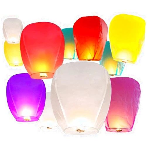 LUUOKI 11 Pack Chinese Lanterns to Release in Heaven, Multi-Colored Flying Lanterns Paper Lantern Hanging Paper Lanterns Wish Lantern Memorial for Celebrations of Family.