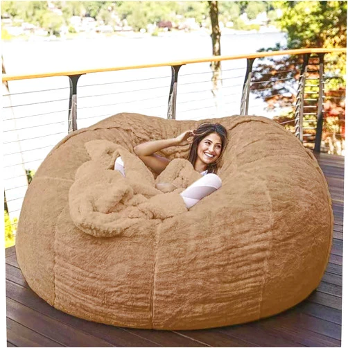 Handläufe Breathable and Comfortable Bean Bag Chair Cover (No Filler), Lazy Sofa Bed Cover Giant Fur Bean Bag Cover Washable Giant Bean Bag Chairs Cover