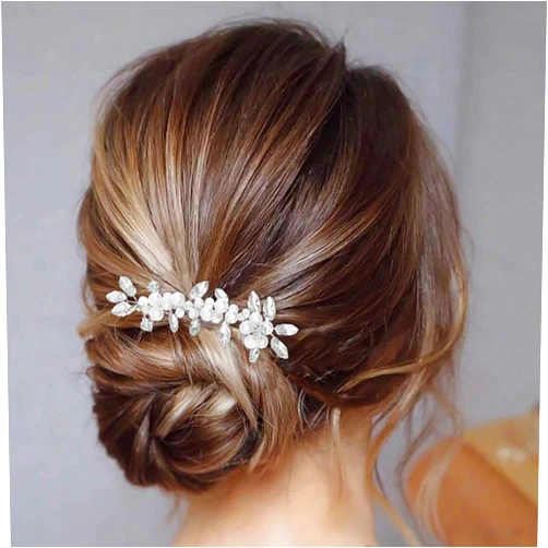 Asooll Bride Wedding Hair Comb Silver Flower Bridal Headpiece Rhinestone Crystal Head Clip for Women and Girls