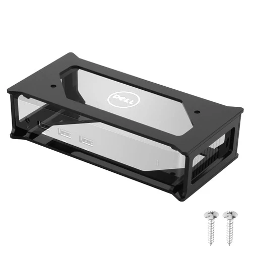 CaSZLUTION Docking Station Mounting Stand for Dell D3100 Dock, Wall Mount and Under Desk Mount Acrylic Storage Holder ONLY Compatible with Dell Docking Station D3100 - (Black Holder Only)