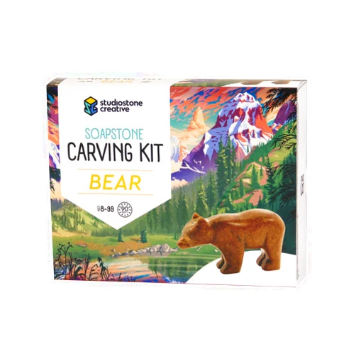 STUDIOSTONE CREATIVE DIY Arts & Crafts Carving Kit Kids Adults Bear Sculpture Soapstone