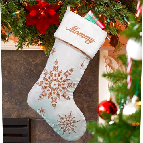 DIBSIES Personalized Sparkling Snowflakes Christmas Stocking (Gold)