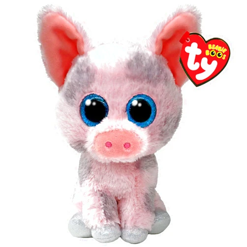 Ty Beanie Boos - Hambo The Cute Pig with Glittery Blue Eyes, The Plush with Big Sparkly Eyes - 15 cm - T37318