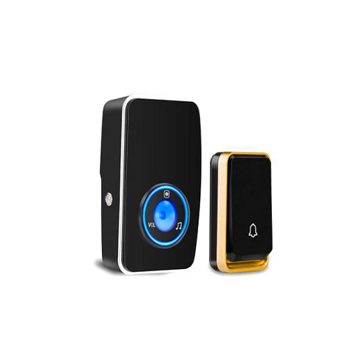AURTEC 【No Battery Required】Wireless Doorbell Waterproof, AURTEC Door Chime Kit with 1 Plug-in LED Flash Receivers & 1 Press Self-powered Transmitter, 51 Chimes and 4 Volume Levels, Black