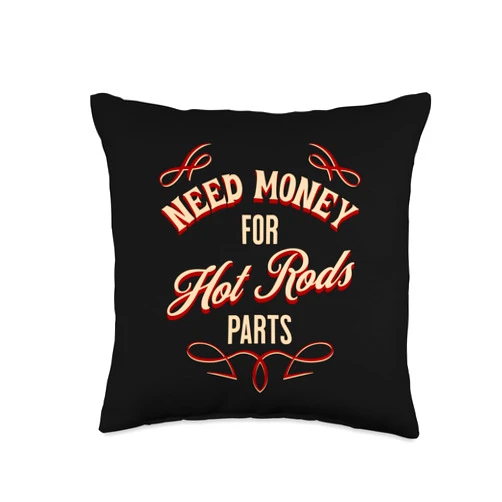 Visit The Hot Rods Need Money Parts-Vintage Hot Rod Throw Pillow, 16x16, Multicolor