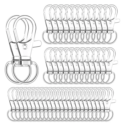 Anezus Keychain Hook Clip, 50Pcs Swivel Snap Hook Lobster Claw Clasp Small Metal Swivel Key Chain Clip Hook Keychain Hardware for Keychain Making, DIY Crafts, Lanyard Making, Pet Collar